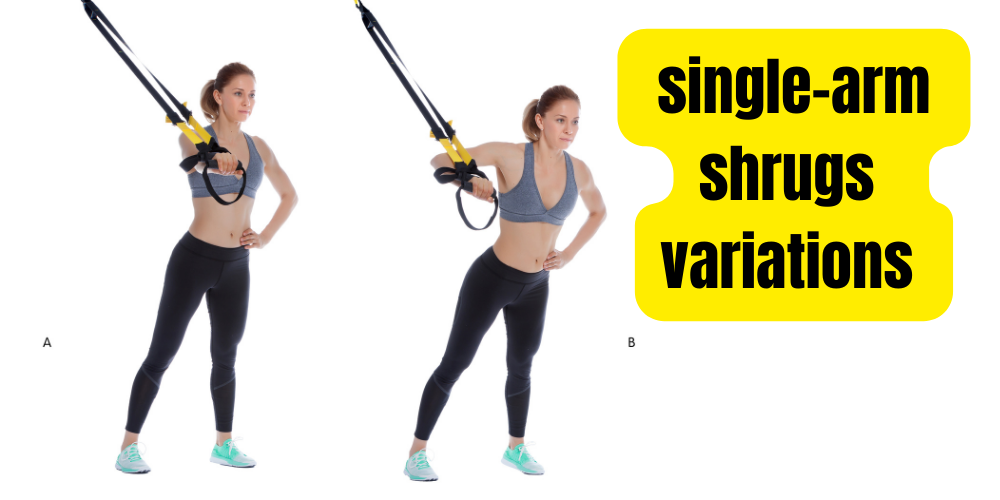 What are some effective variations of single-arm shrugs to target the traps differently?