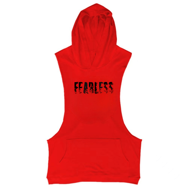 red Men's FEARLESS Sleeveless Hoodie Tank Tops