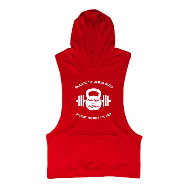 red UNLEASH THE WARRIOR WITHIN GYM Sleeveless Hoodies