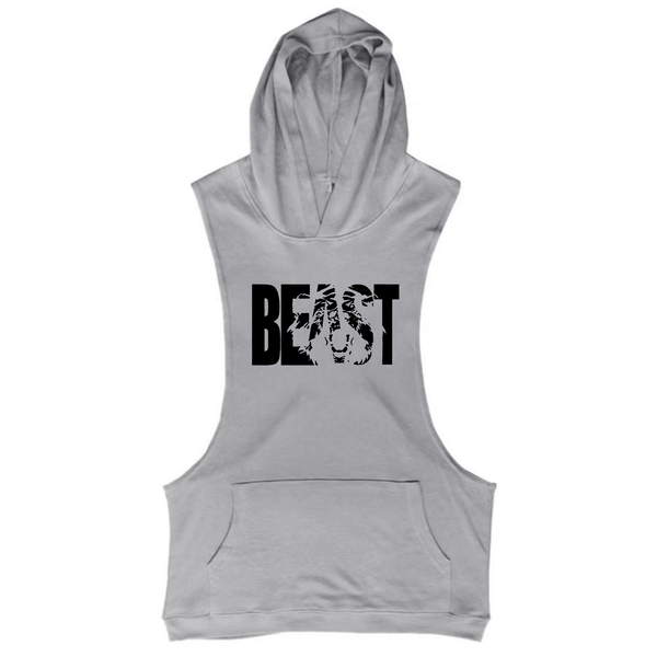 grey Men's BEAST Hooded Tank Tops