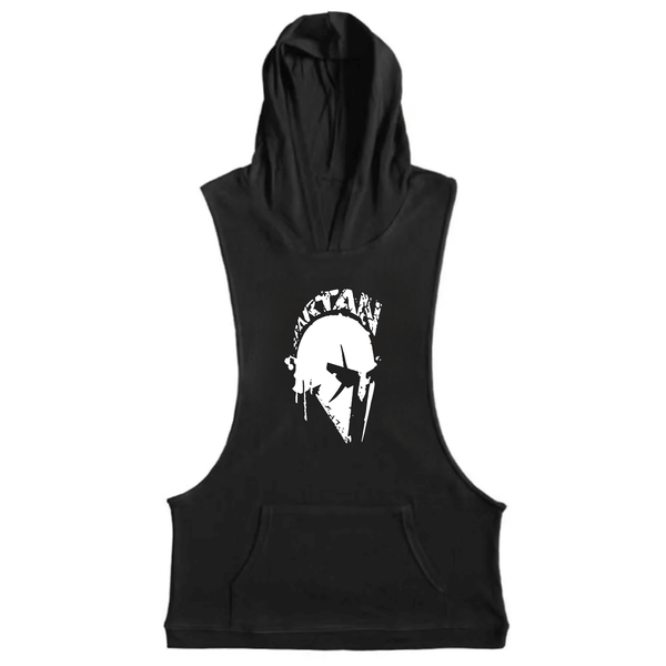 black Spartan Sleeveless Hoodie Tank Tops