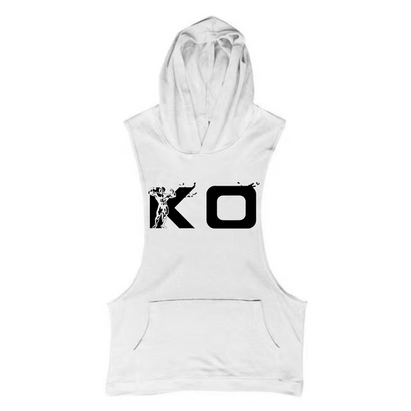 white KO Fitness Hoodie Muscle Tank Tops for Working out