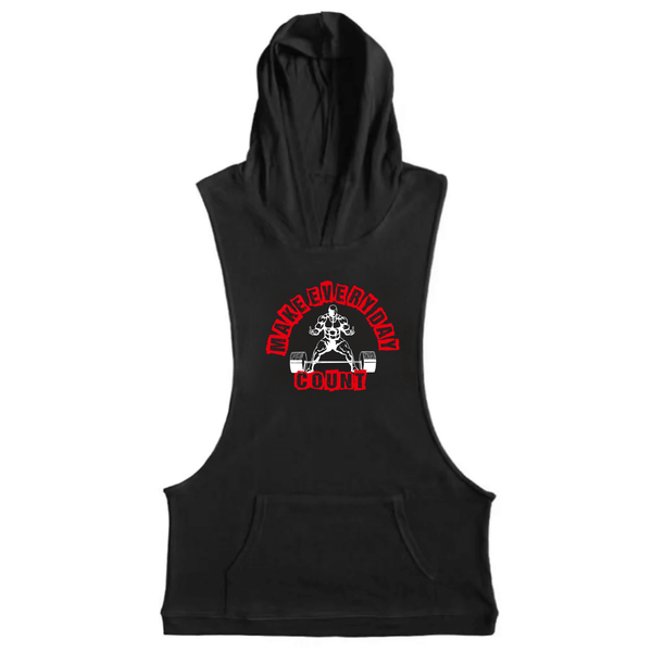 MAKE EVERYDAY COUNT Workout Sleeveless Hoodie Tank Tops