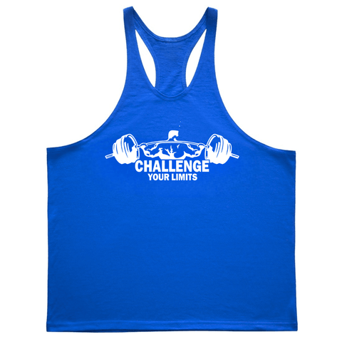 CHALLENGE YOUR LIMITS Graphic Stringer Tank Tops