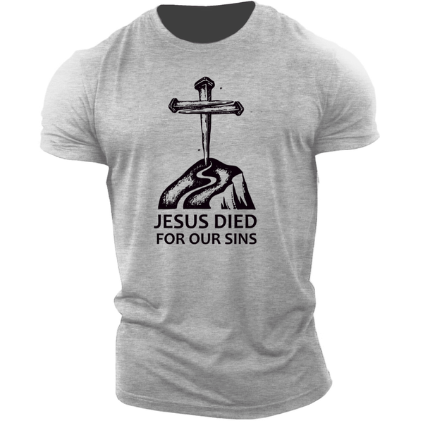 sport grey JESUS SAVED FOR OUR SINS Graphic T-shirt