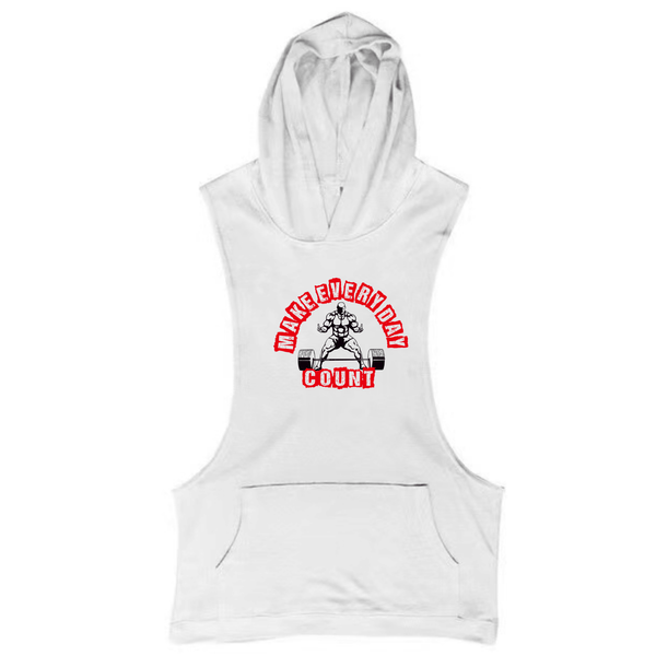 MAKE EVERYDAY COUNT Workout Sleeveless Hoodie Tank Tops