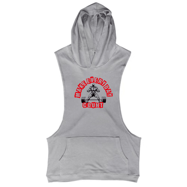 MAKE EVERYDAY COUNT Workout Sleeveless Hoodie Tank Tops