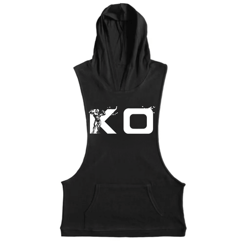 black KO Fitness Hoodie Muscle Tank Tops for Working out