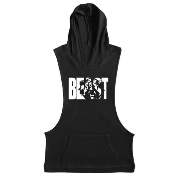 black Men's BEAST Hooded Tank Tops