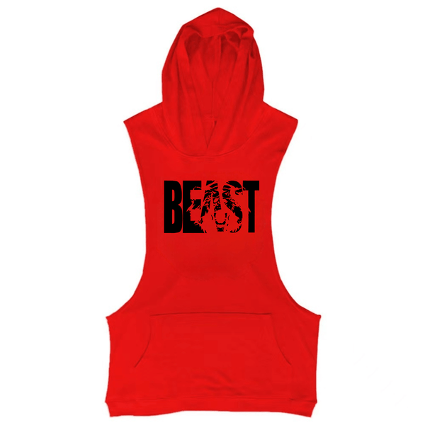 red Men's BEAST Hooded Tank Tops