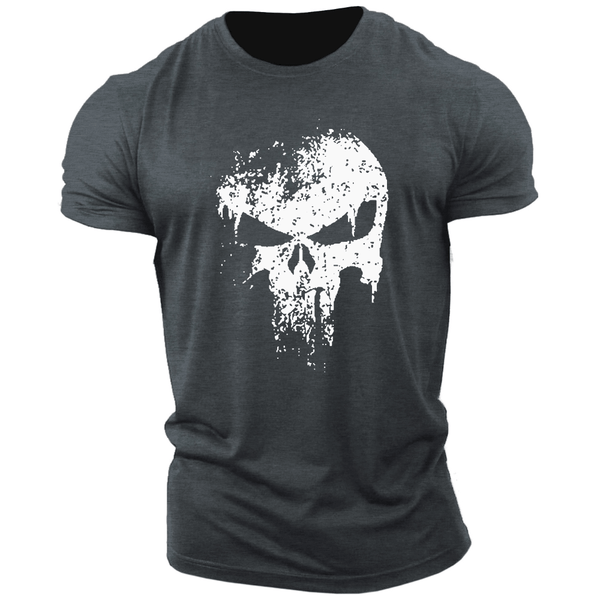 dark grey Men's Skull Graphic  T-Shirts