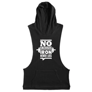 NO EXCUSES, IRON NEVER LIES GYM Sleeveless Hoodie