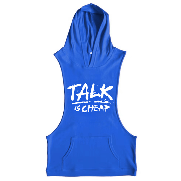 blue Men's TALK IS CHEAP Sleeveless Hoodie