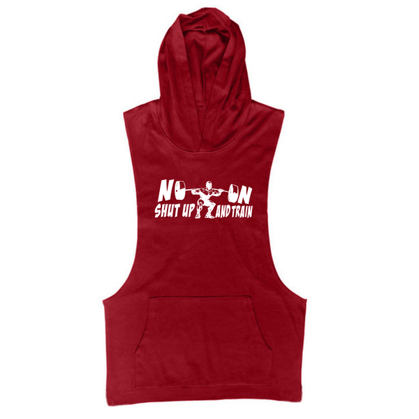 wine red SHUT UP AND TRAIN GYM Sleeveless Hoodies