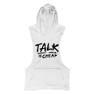 white Men's TALK IS CHEAP Sleeveless Hoodie