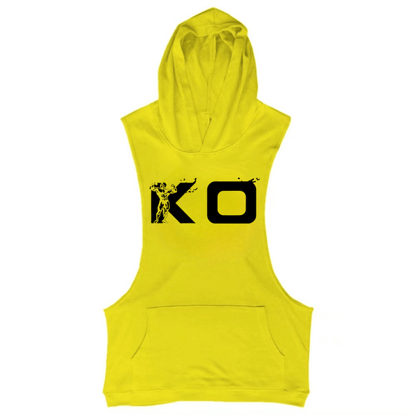 yellow KO Fitness Hoodie Muscle Tank Tops for Working out