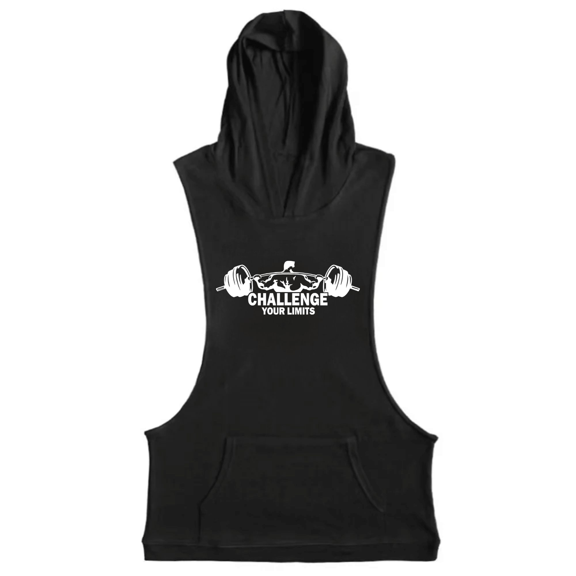 black Challenge Your Limits Sleeveless Hoodie Tank Tops