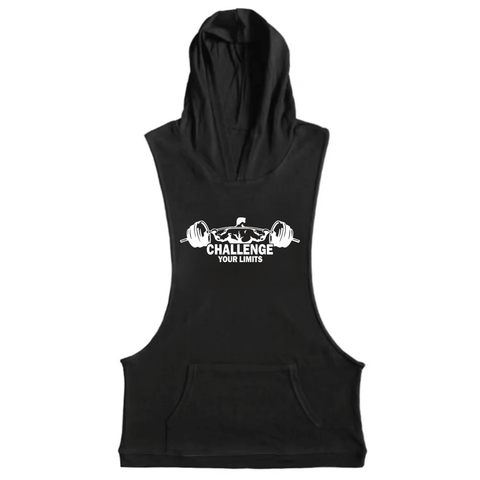 black Challenge Your Limits Sleeveless Hoodie Tank Tops