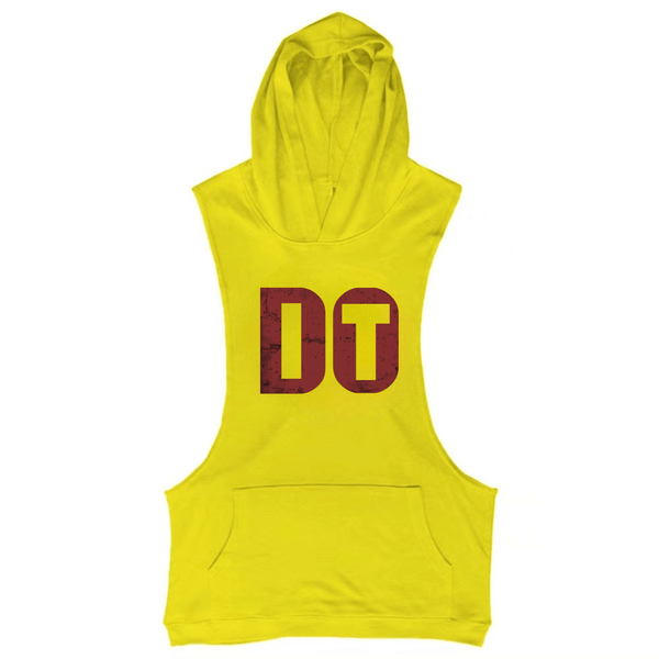 yellow DO IT Workout Sleeveless Hooded Tank Tops