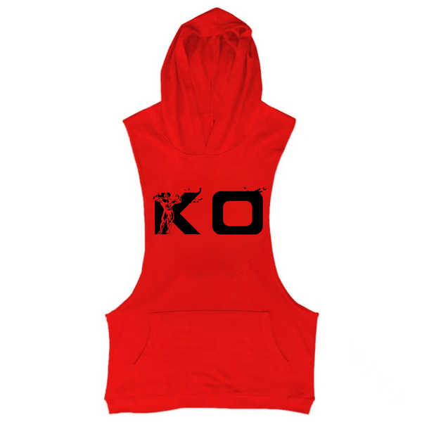 red KO Fitness Hoodie Muscle Tank Tops for Working out