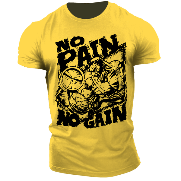 yellow Men's Graphic  NO PAIN NO GAIN T-shirt