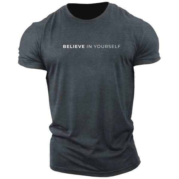 dark grey BELIEVE IN YOURSELF Inspirational T-shirt/Tees