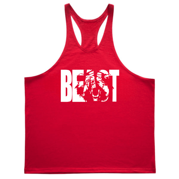 BEAST Graphic Fitness Stringer Tank Tops