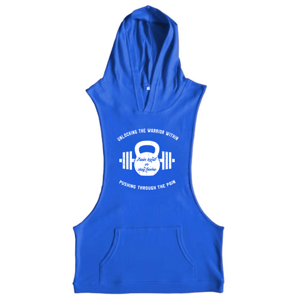 blue UNLEASH THE WARRIOR WITHIN GYM Sleeveless Hoodies