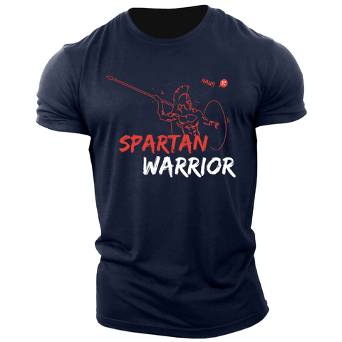 navy blue Spartan Warriors Graphic Tees for men