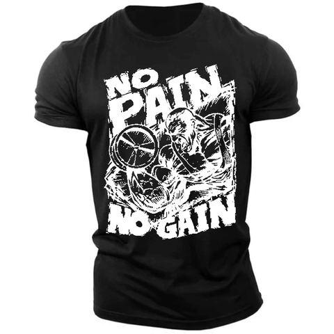 black Men's Graphic  NO PAIN NO GAIN T-shirt