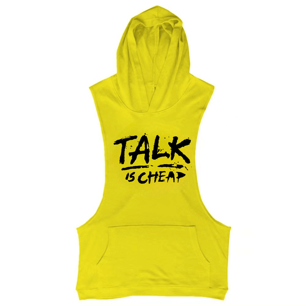 yellow Men's TALK IS CHEAP Sleeveless Hoodie