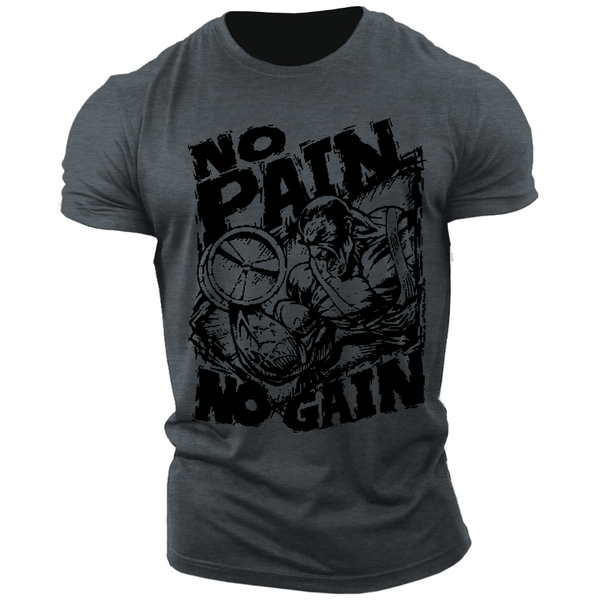 dark grey Men's Graphic  NO PAIN NO GAIN T-shirt