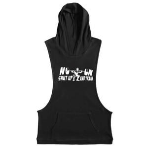 black SHUT UP AND TRAIN GYM Sleeveless Hoodies