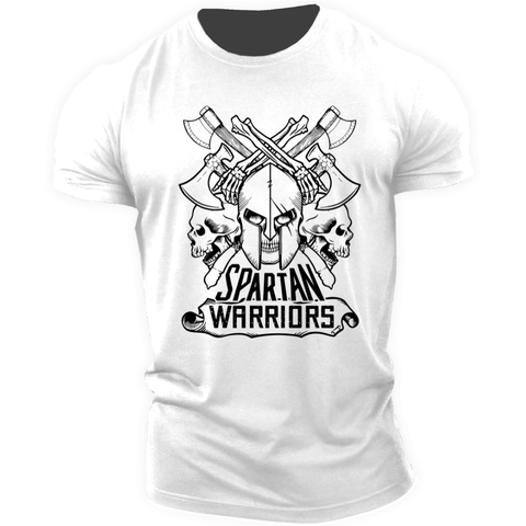 white SPARTAN WARRIORS Graphic Tees