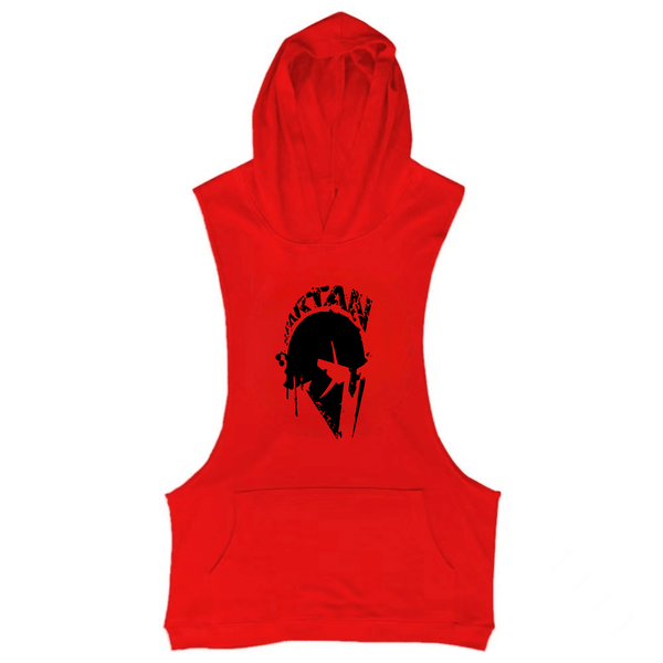 red Spartan Sleeveless Hoodie Tank Tops