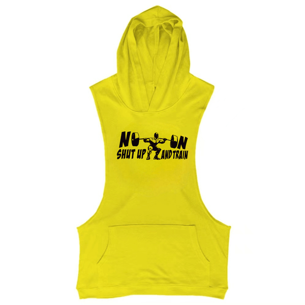 yellow SHUT UP AND TRAIN GYM Sleeveless Hoodies