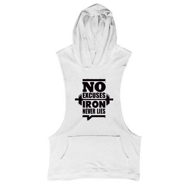 NO EXCUSES, IRON NEVER LIES GYM Sleeveless Hoodie