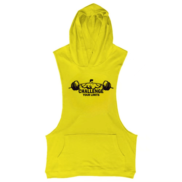 yellow Challenge Your Limits Sleeveless Hoodie Tank Tops