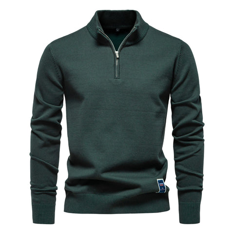 Solid Color Cotton Sweater