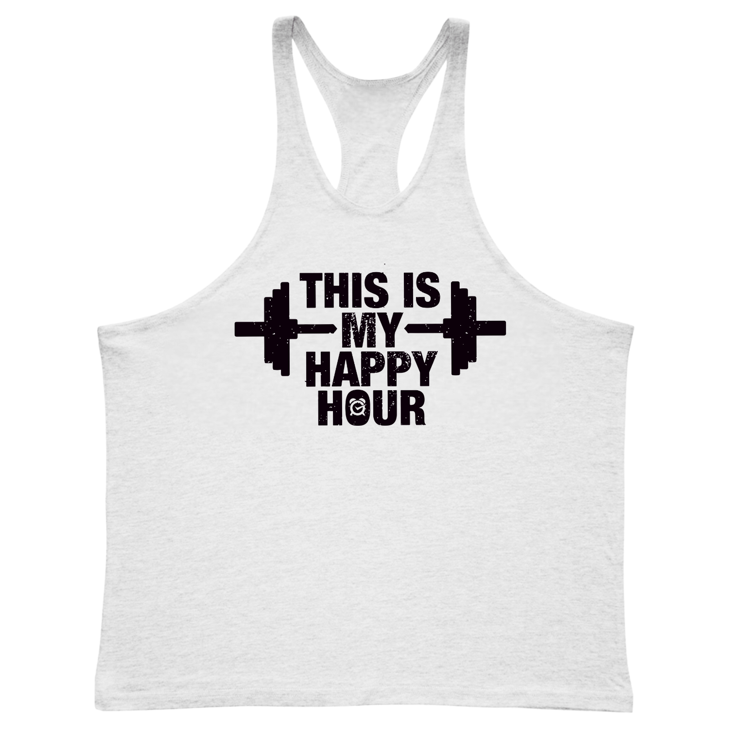 white THIS IS MY HAPPY HOUR Graphic Standard Gym Tanks