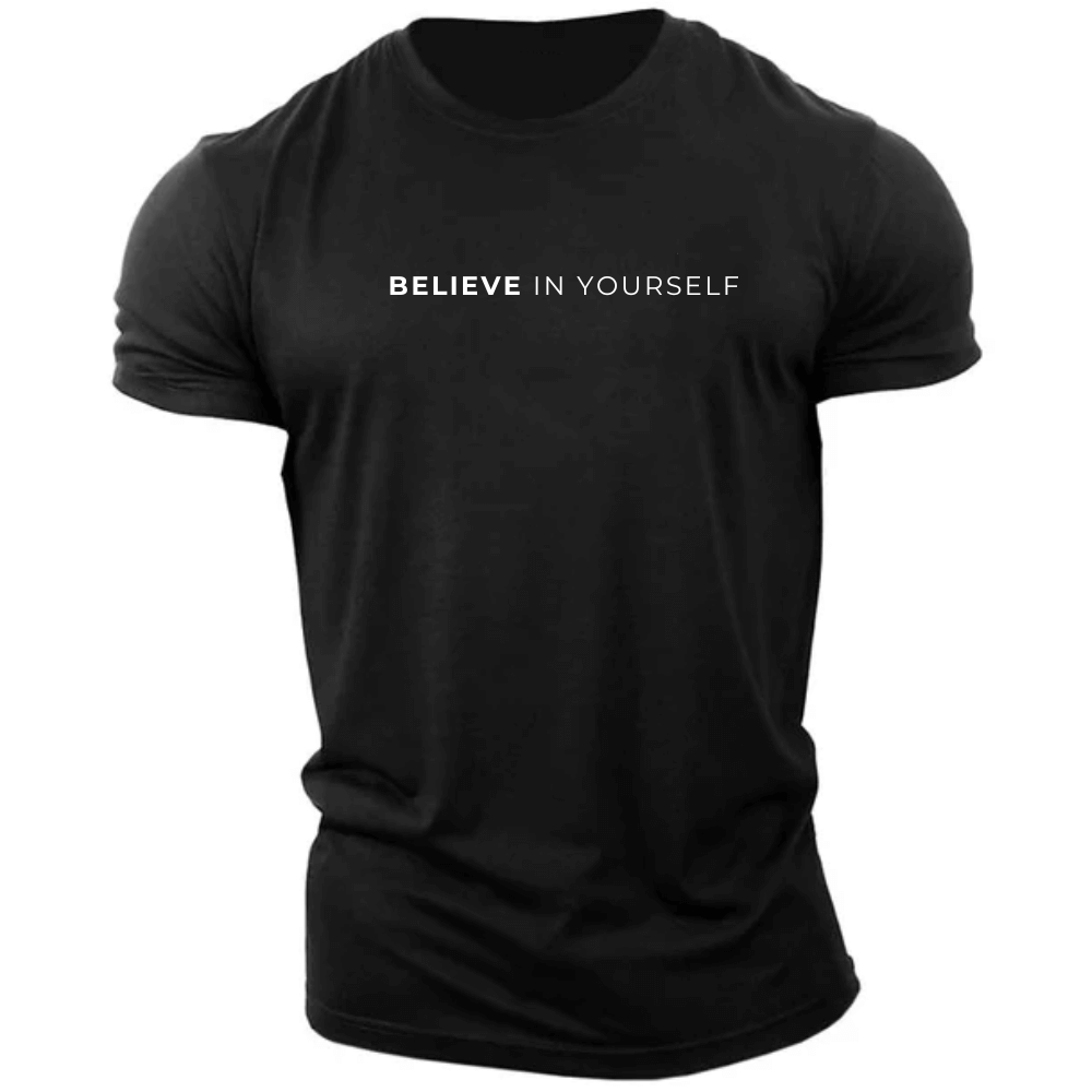 black BELIEVE IN YOURSELF Inspirational T-shirt/Tees