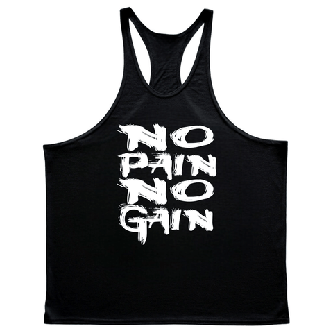 black NO PAIN NO GAIN Workout Tank Tops