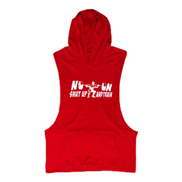 red SHUT UP AND TRAIN GYM Sleeveless Hoodies