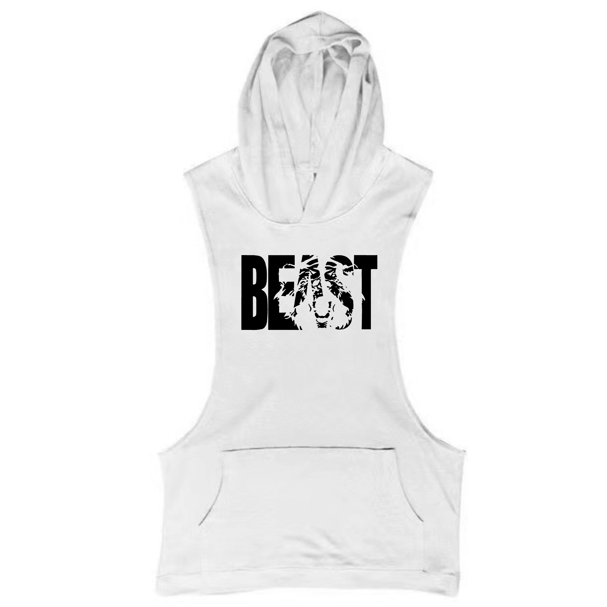 white Men's BEAST Hooded Tank Tops