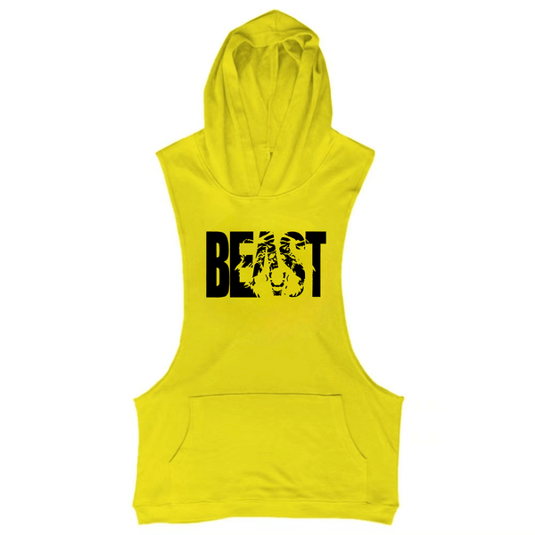 yellow Men's BEAST Hooded Tank Tops