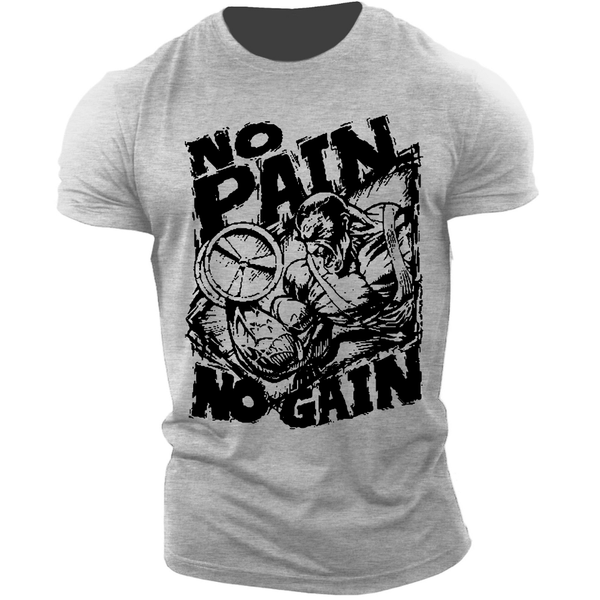 sport grey Men's Graphic  NO PAIN NO GAIN T-shirt