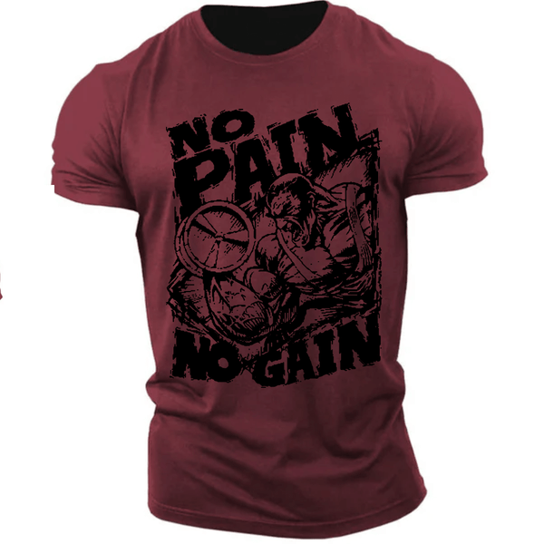wine red Men's Graphic  NO PAIN NO GAIN T-shirt