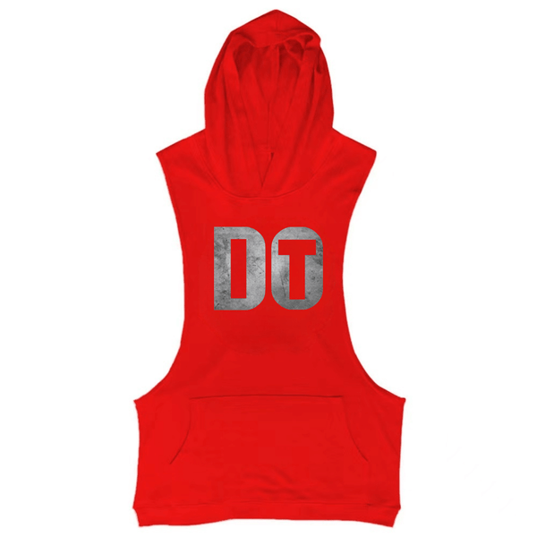 red DO IT Workout Sleeveless Hooded Tank Tops