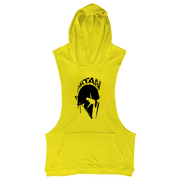 yellow Spartan Sleeveless Hoodie Tank Tops