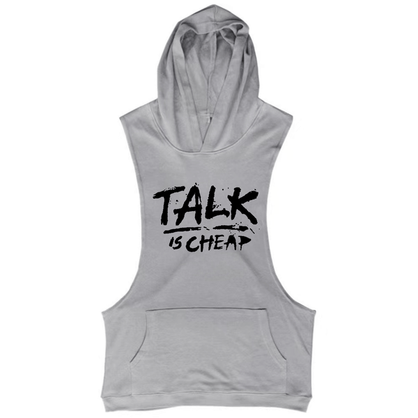 grey Men's TALK IS CHEAP Sleeveless Hoodie